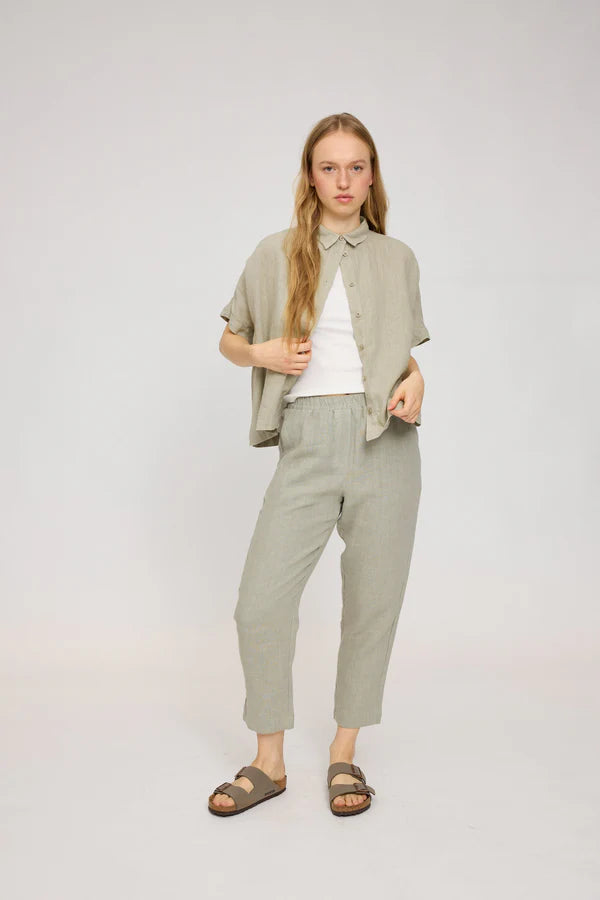 Mazine Straight Leg Linen Pants Freizeithosen MAZINE SEAGRASS S