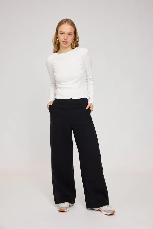 MAZINE Wide Leg Linen Pants Freizeithosen MAZINE BLACK XS