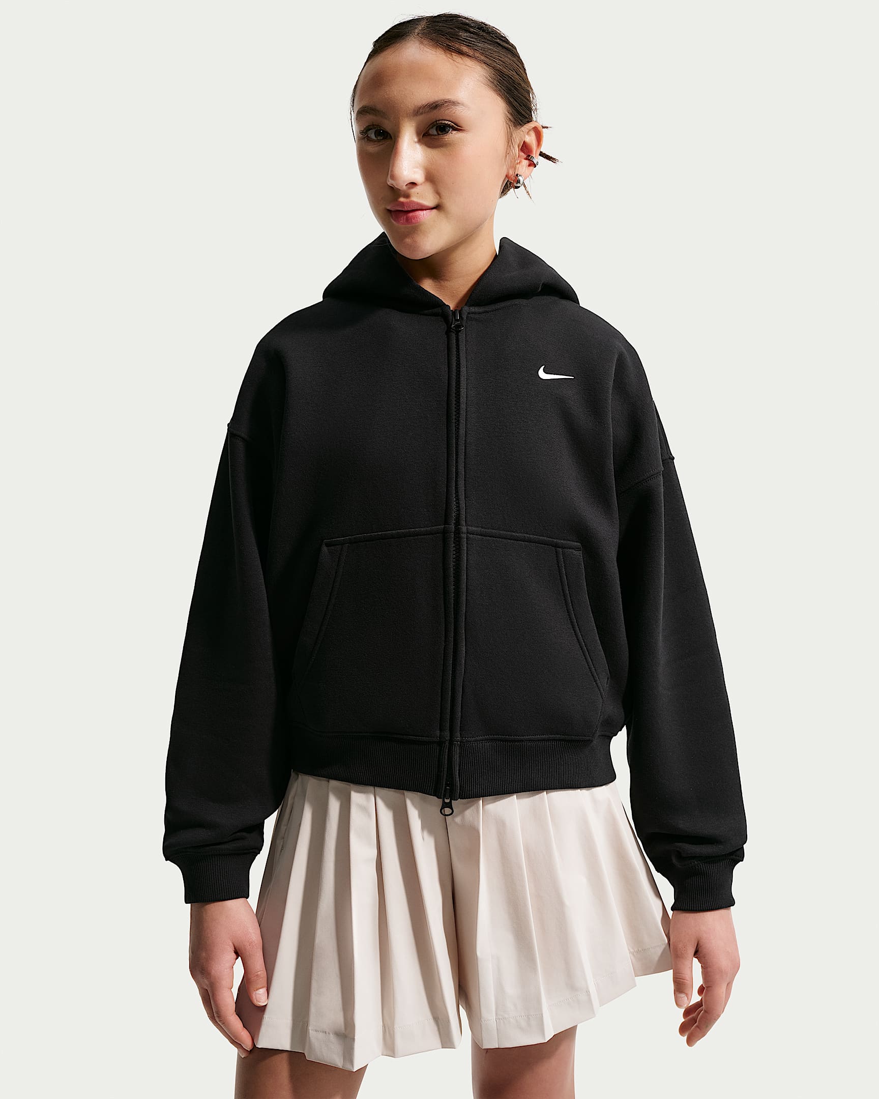 NIKE G NSW STUDIO FLC OS FZ HD Freizeitpullover NIKE PINK SMOKE/WHITE XS
