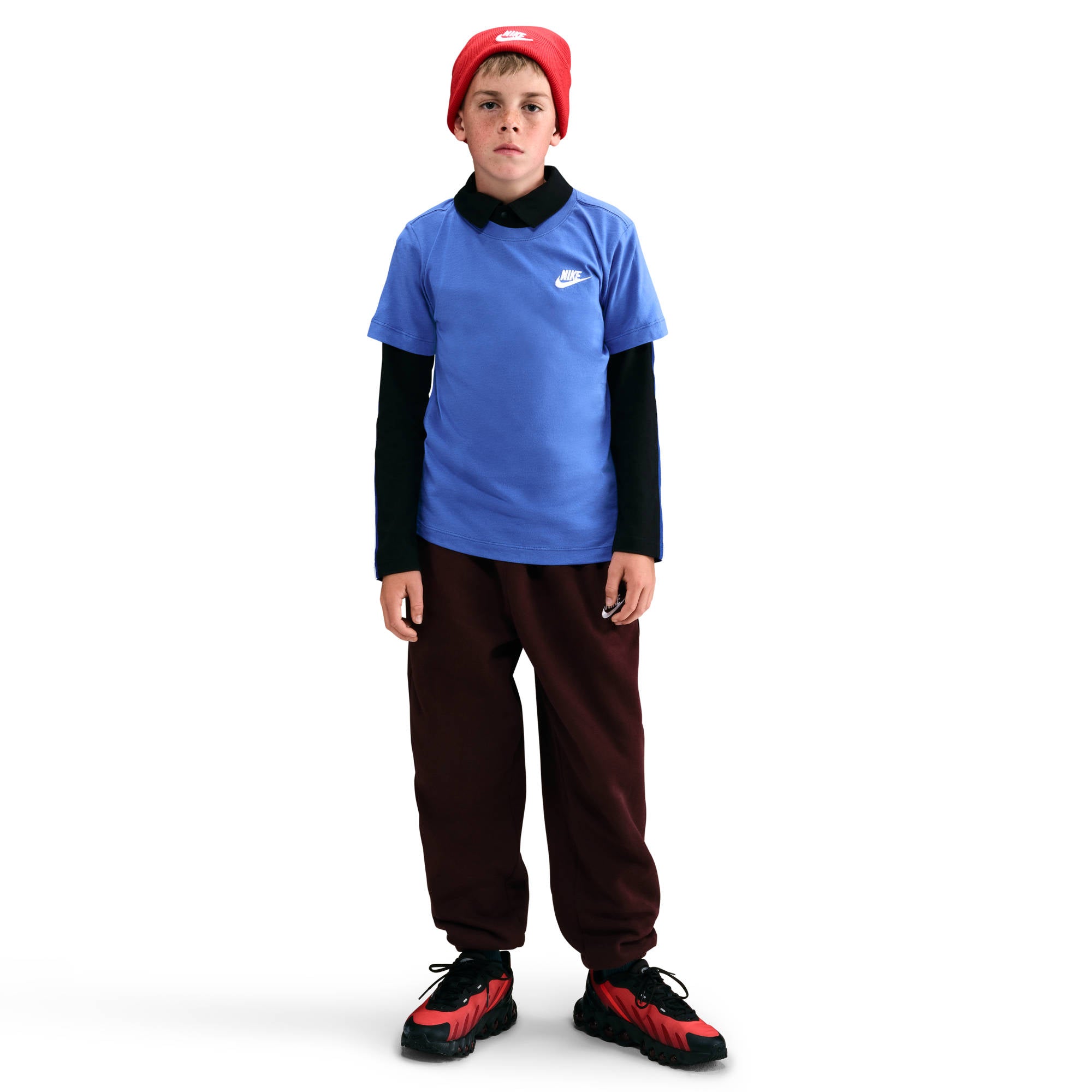NIKE K NSW TEE EMB FUTURA LBR Freizeitshirts /-hemden NIKE MIDNIGHT NAVY/HYPER CRIMSON XS