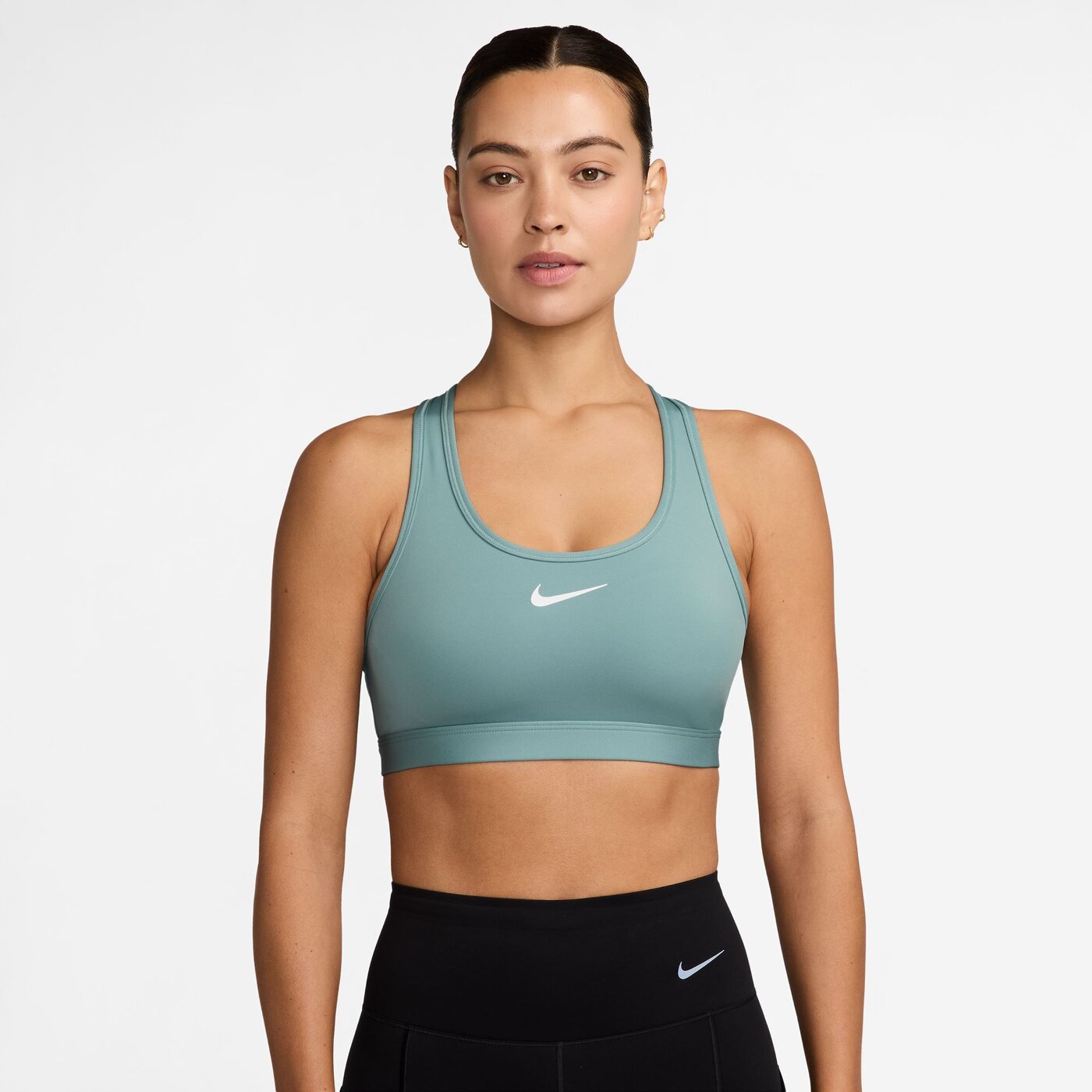 NIKE W NK SWSH MED SPT BRA BHs NIKE BLACK/LEGEND BLUE/LEGEND BLUE XS