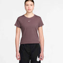 NIKE W NSW RIB TGHT SS TEE Trainingsshirts NIKE VIOLET FROST/MTLC PEWTER-DK SM XS