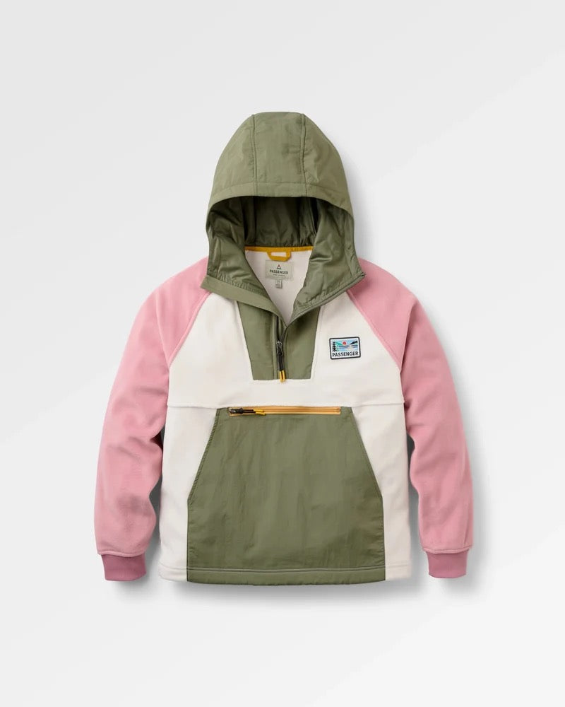 PASSENGER Alexander 3.0 Recycled Hooded Polar Fleece Fleecejacken & Pullover PASSENGER dusty olive/white sand XS