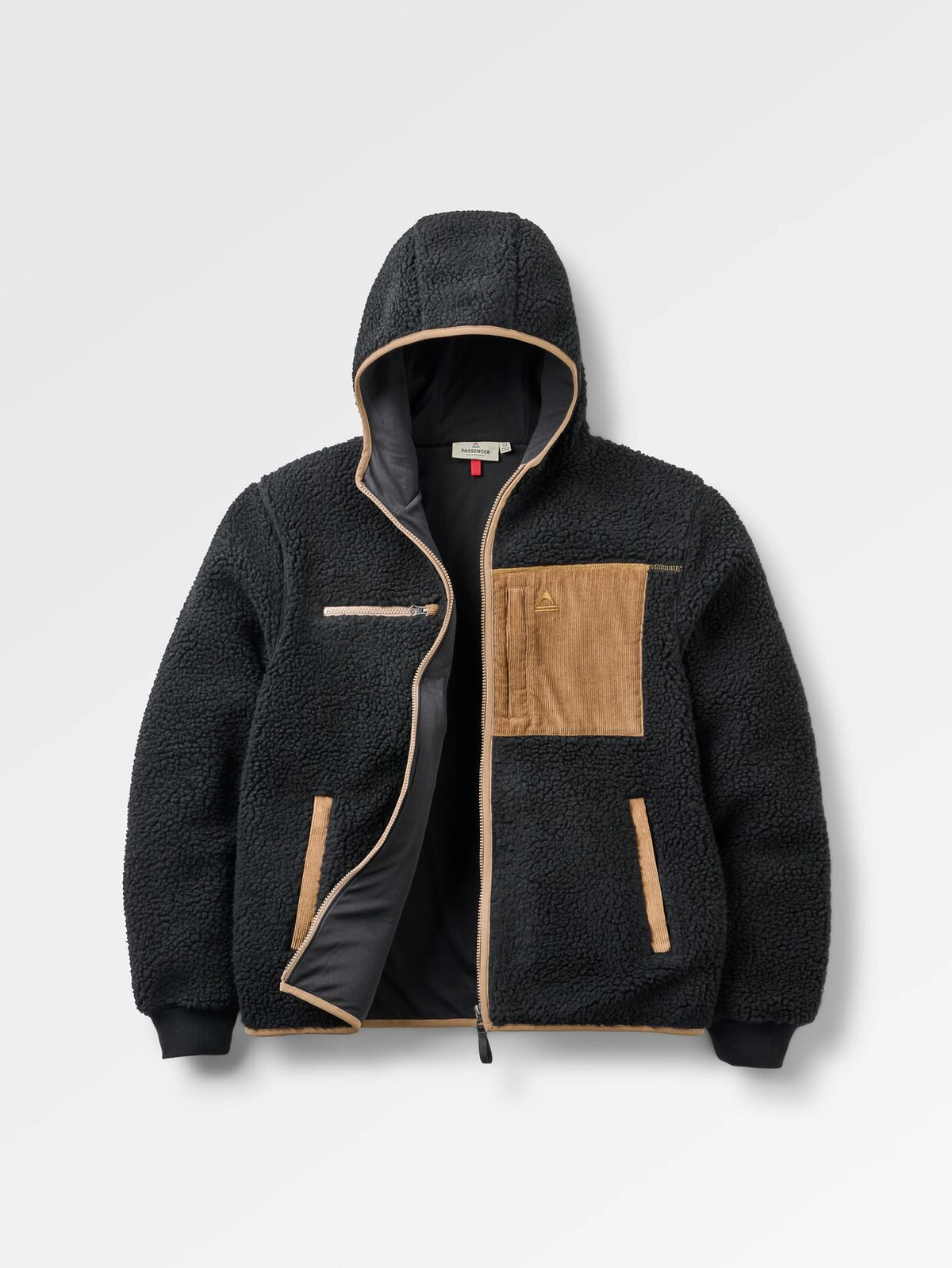 PASSENGER Trekker Recycled Hooded Deep Pile Sherpa Jacket Wanderjacken PASSENGER BLACK S