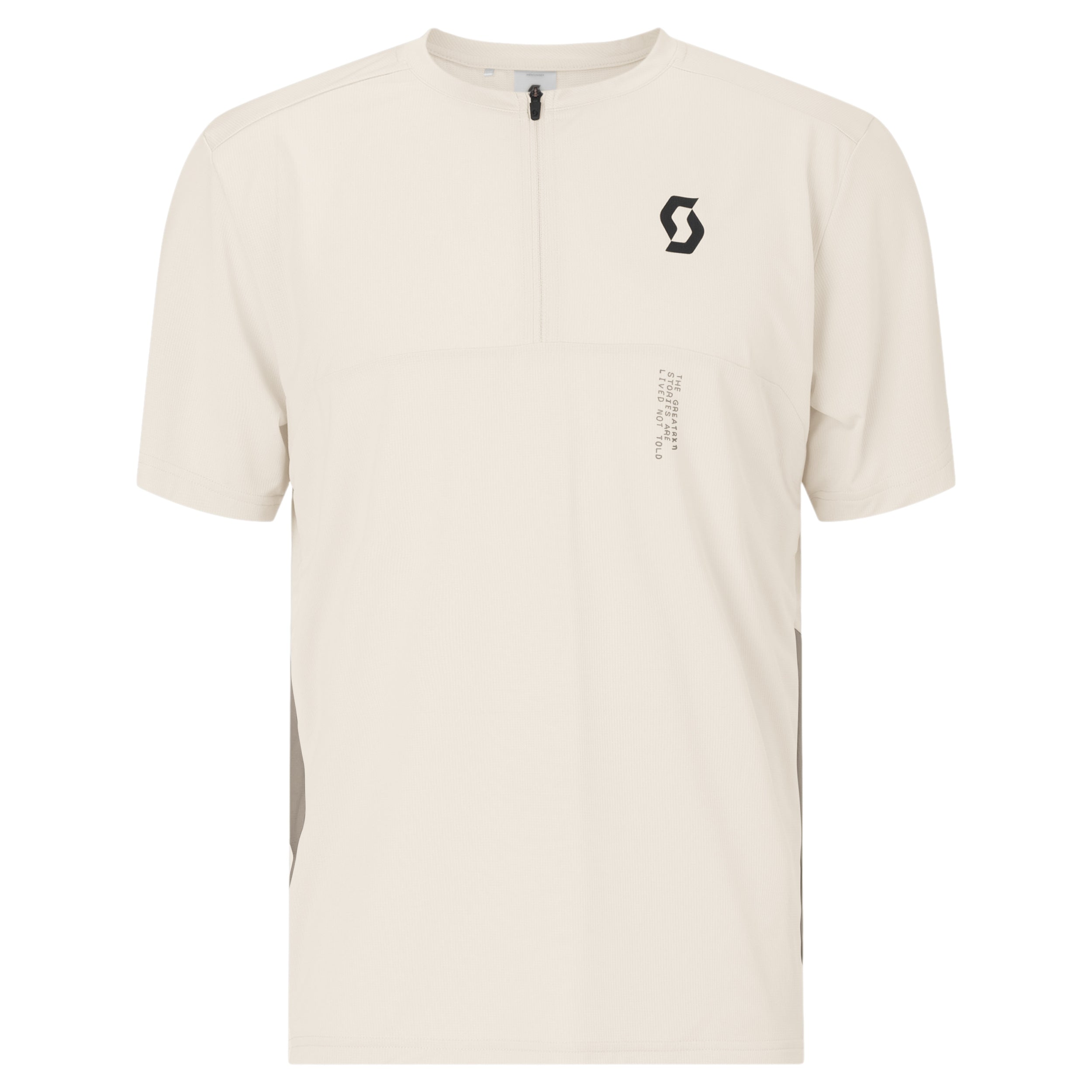 SCOTT SCO Tee M's Vertic Zip SS Fahrradtrikots SCOTT cotton white/toast beige M