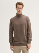 TOM TAILOR CASUAL MEN COTTONCASHMERE TURTLENECK KNIT 36303 WOOD BROWN MELANGE Freizeitpullover TOM TAILOR CASUAL MEN