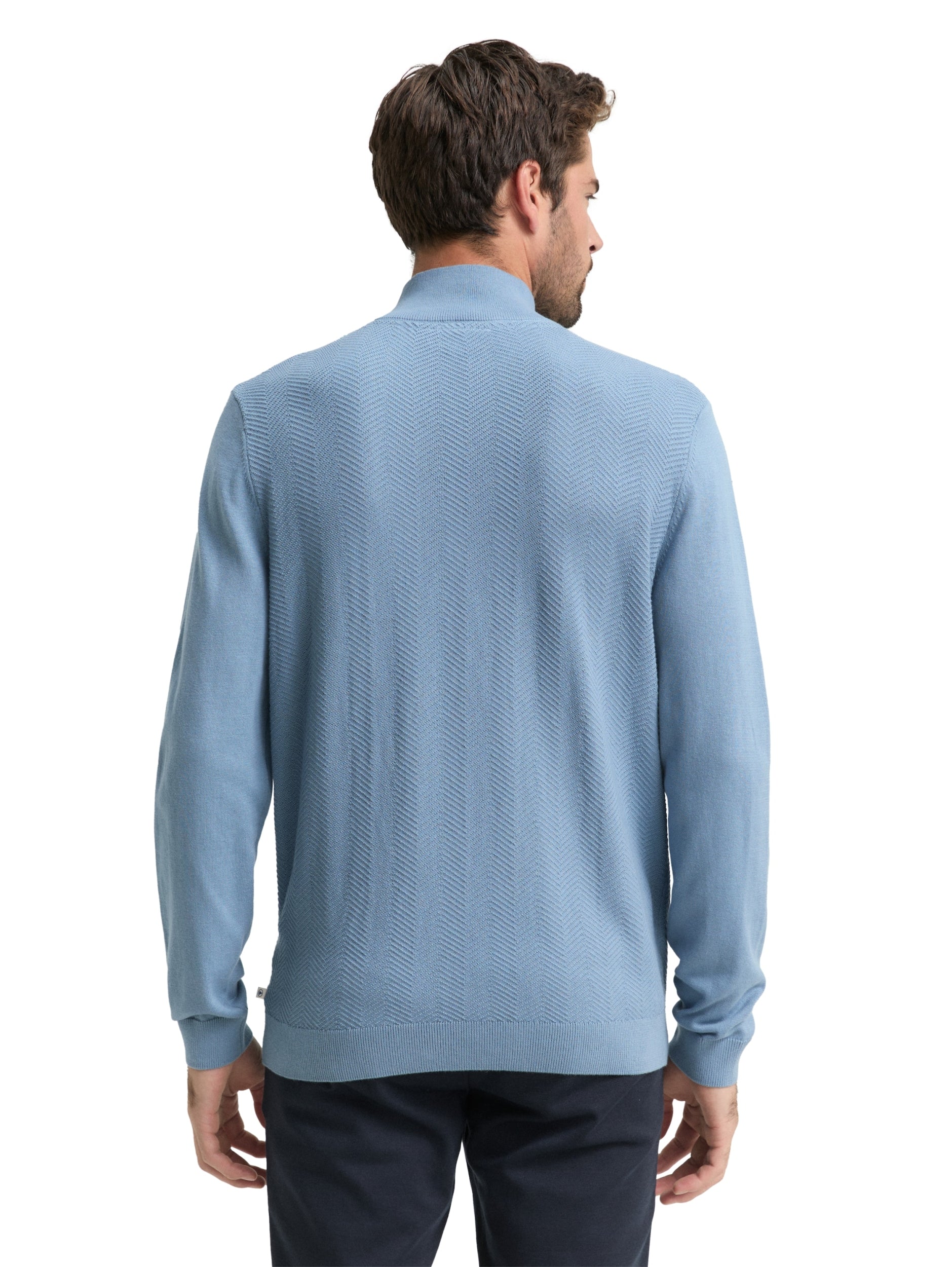 TOM TAILOR CASUAL MEN Knitted herringbone troyer Freizeitpullover TOM TAILOR CASUAL MEN