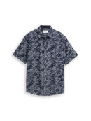 TOM TAILOR CASUAL MEN printed slubyarn shirt Freizeitshirts /-blusen TOM TAILOR CASUAL MEN navy palm hibiscus design M