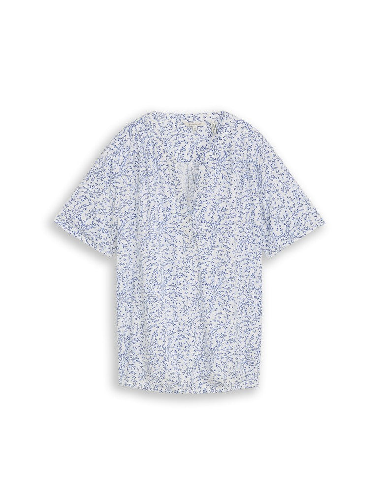 TOM TAILOR CASUAL WOMEN Blouse printed shortsleeves Freizeitshirts /-blusen TOM TAILOR CASUAL WOMEN white small leaves design 36