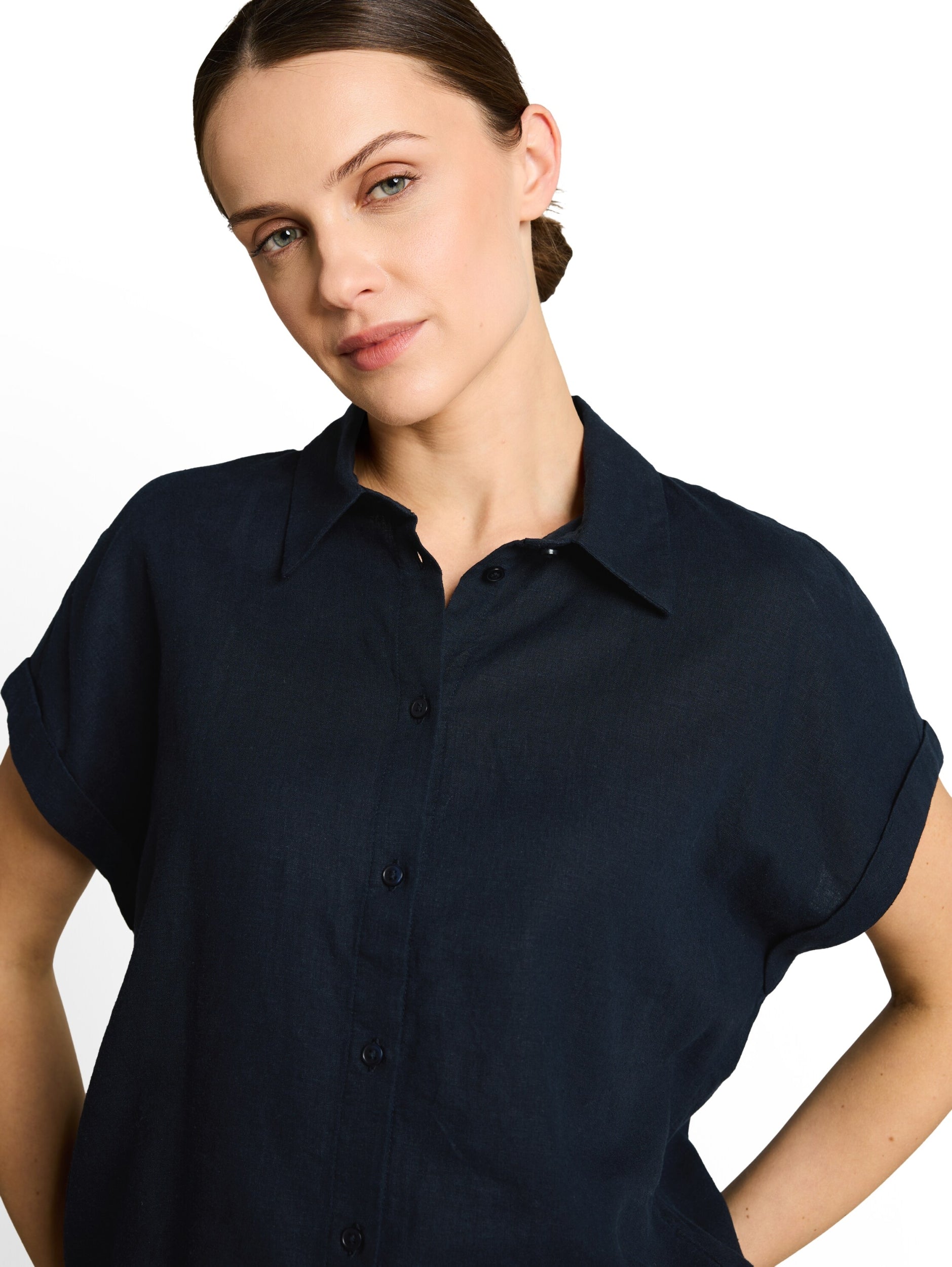 TOM TAILOR CASUAL WOMEN Blouse shortsleeves with linen Freizeitshirts /-blusen TOM TAILOR CASUAL WOMEN