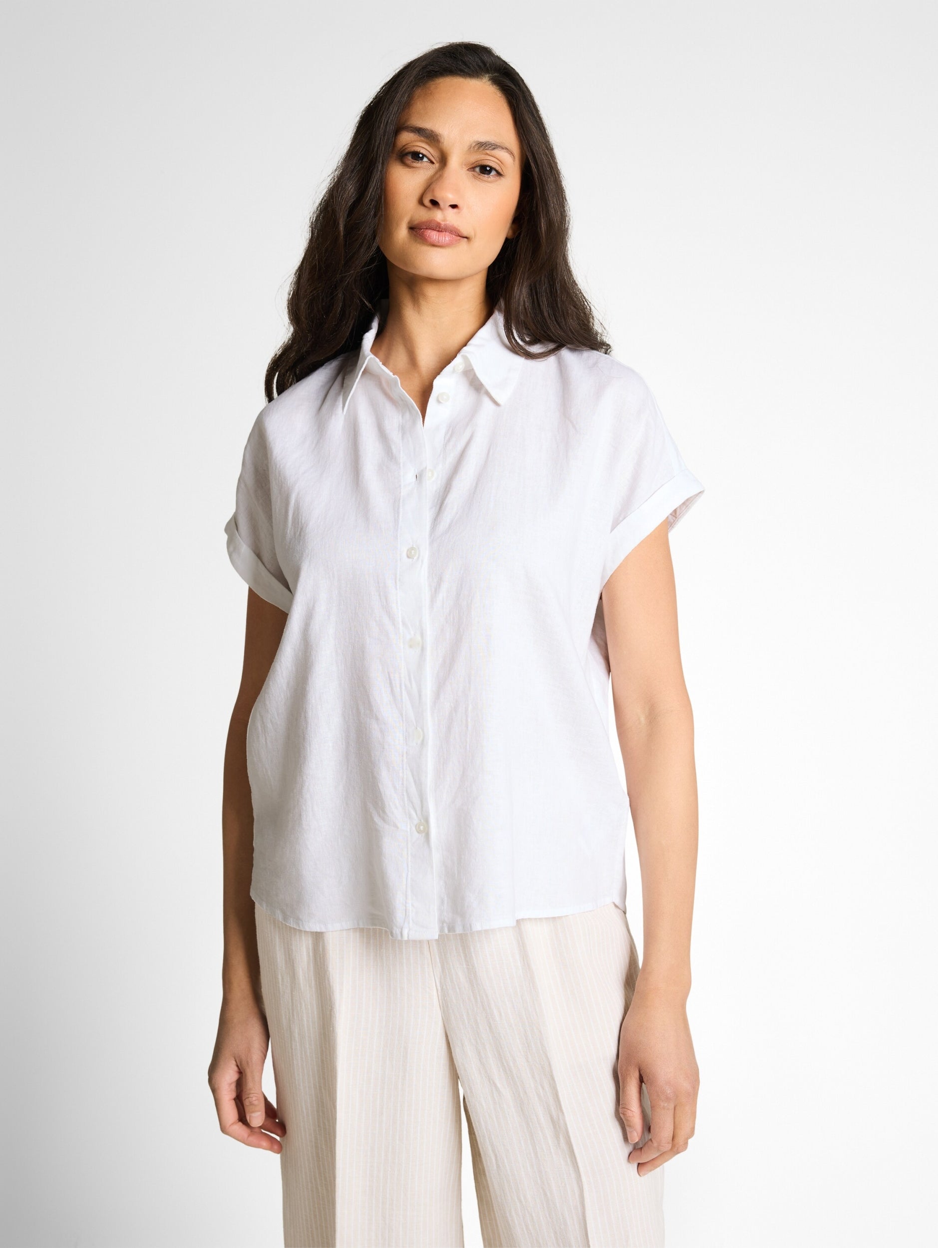 TOM TAILOR CASUAL WOMEN Blouse shortsleeves with linen Freizeitshirts /-blusen TOM TAILOR CASUAL WOMEN