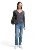 TOM TAILOR CASUAL WOMEN SWEATER BASIC V-NECK MEDIUM SILVER GREY MELANGE Freizeitpullover TOM TAILOR CASUAL WOMEN