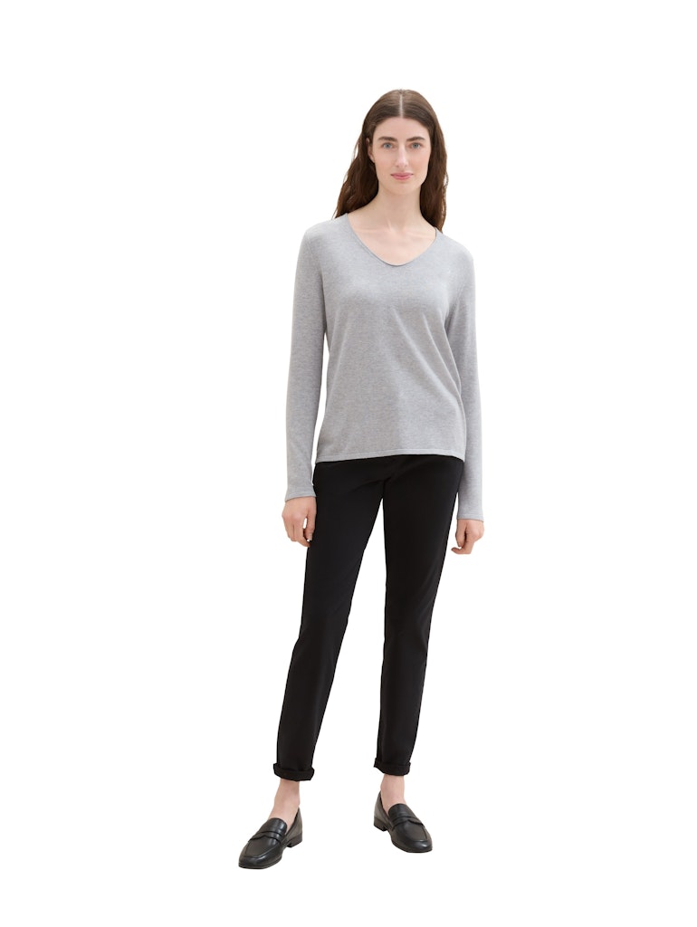 TOM TAILOR CASUAL WOMEN SWEATER BASIC V-NECK MEDIUM SILVER GREY MELANGE Freizeitpullover TOM TAILOR CASUAL WOMEN