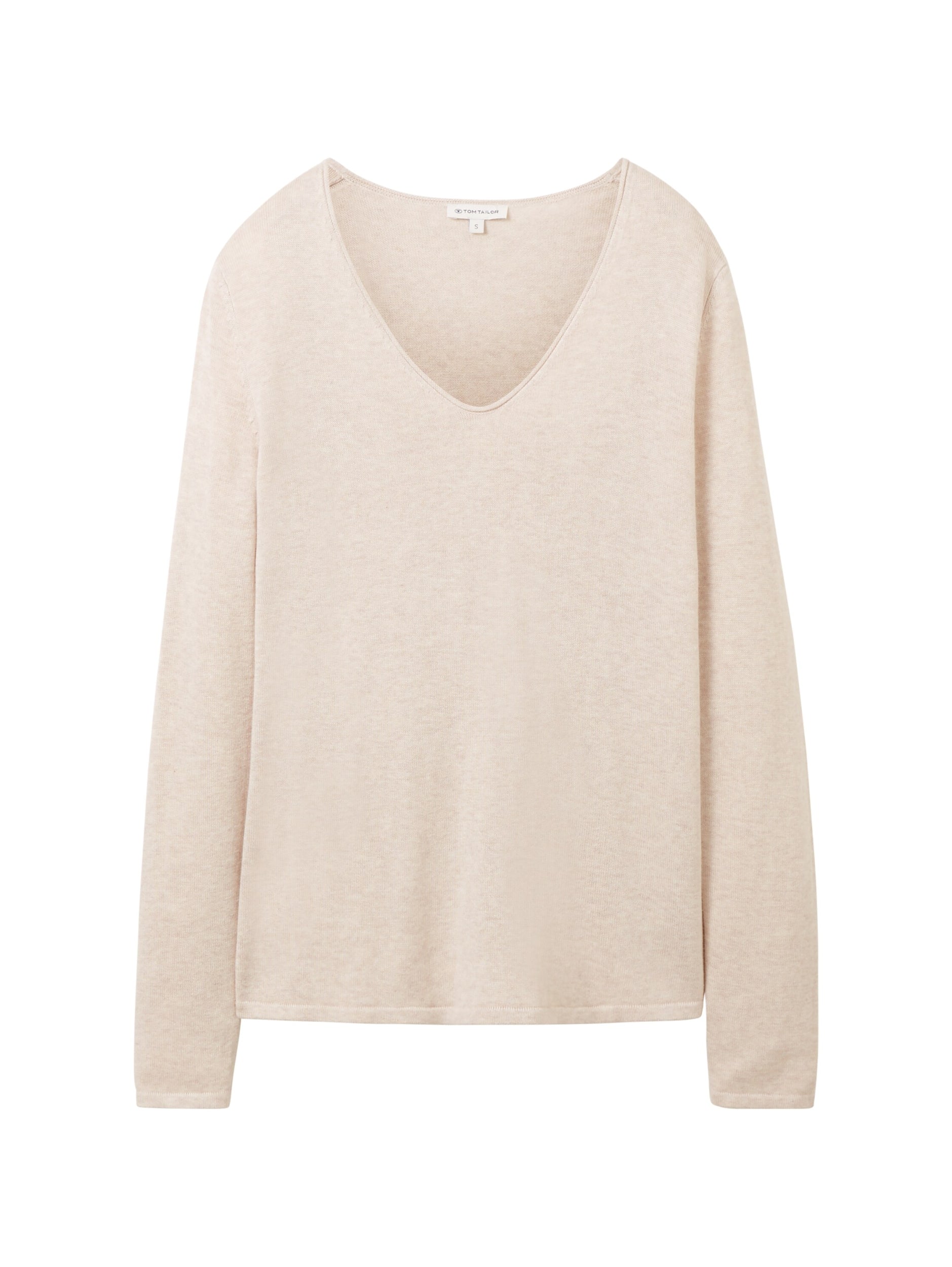 TOM TAILOR CASUAL WOMEN Sweater Basic V-Neck NOS Freizeitpullover TOM TAILOR CASUAL WOMEN 37 desert sand melange S