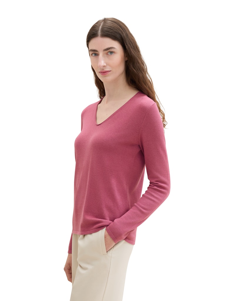 TOM TAILOR CASUAL WOMEN SWEATER BASIC V-NECK MEDIUM SILVER GREY MELANGE Freizeitpullover TOM TAILOR CASUAL WOMEN