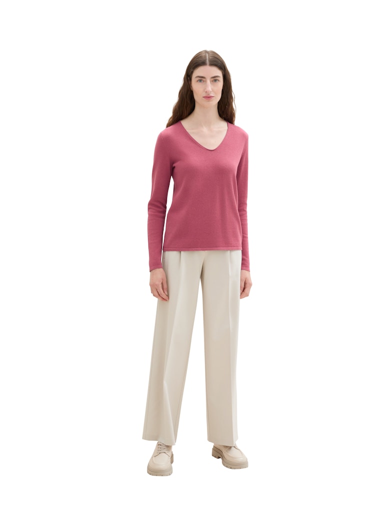 TOM TAILOR CASUAL WOMEN SWEATER BASIC V-NECK MEDIUM SILVER GREY MELANGE Freizeitpullover TOM TAILOR CASUAL WOMEN