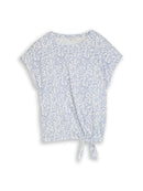 TOM TAILOR CASUAL WOMEN T-shirt alloverprinted Freizeitshirts /-hemden TOM TAILOR CASUAL WOMEN white small leaves design XS