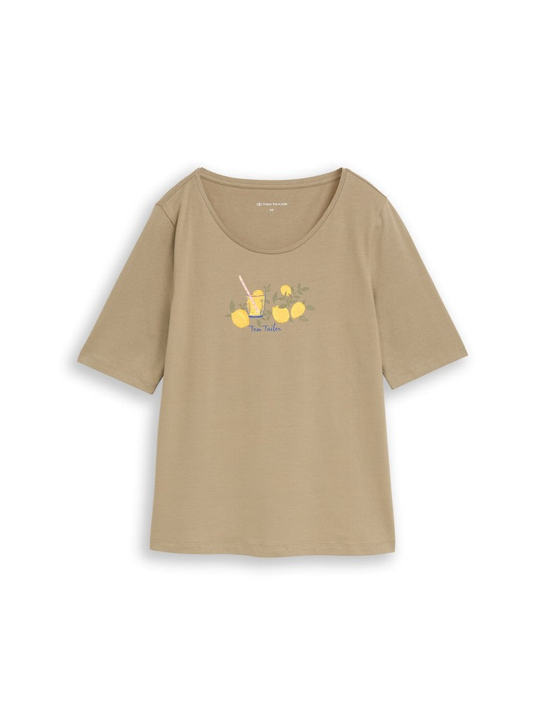 TOM TAILOR CASUAL WOMEN T-shirt crew necck with print Freizeitshirts /-hemden TOM TAILOR CASUAL WOMEN Silver Olive S