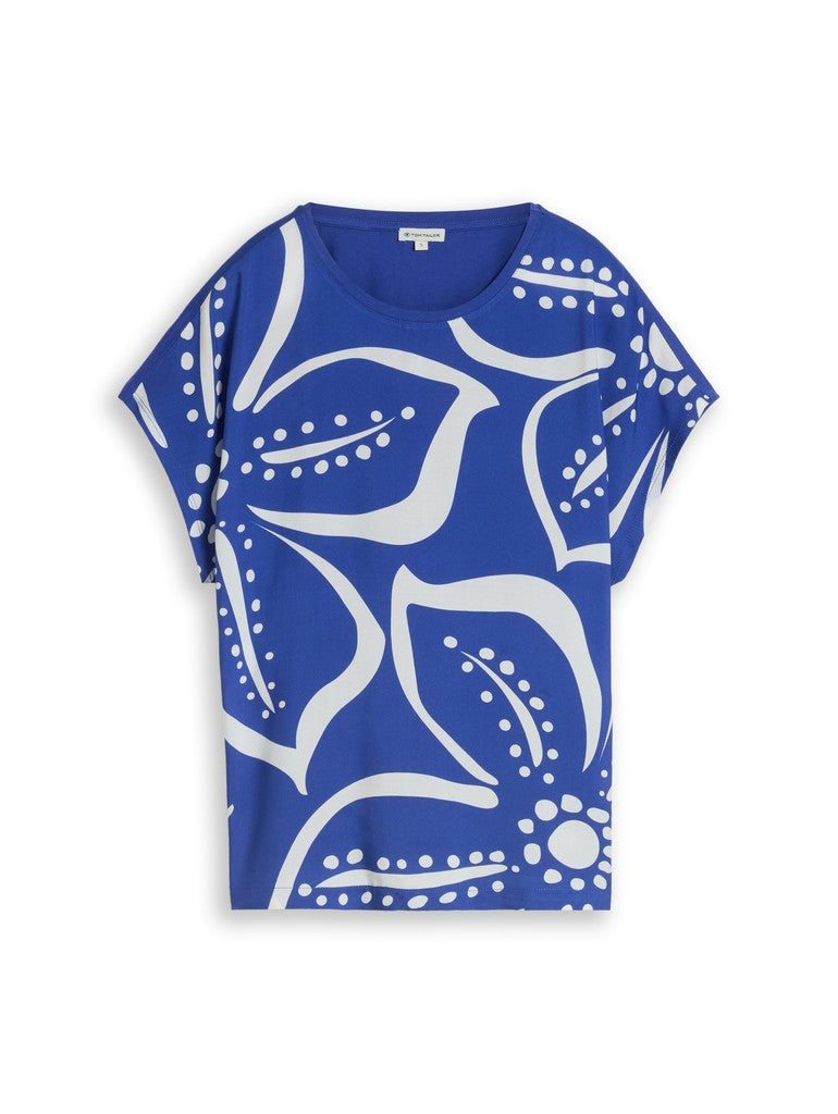 TOM TAILOR CASUAL WOMEN T-Shirt fabric mix Freizeitshirts /-hemden TOM TAILOR CASUAL WOMEN shiny royal blue S