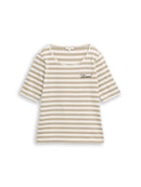 TOM TAILOR CASUAL WOMEN T-Shirt small embro Freizeitshirts /-hemden TOM TAILOR CASUAL WOMEN olive white stripe S