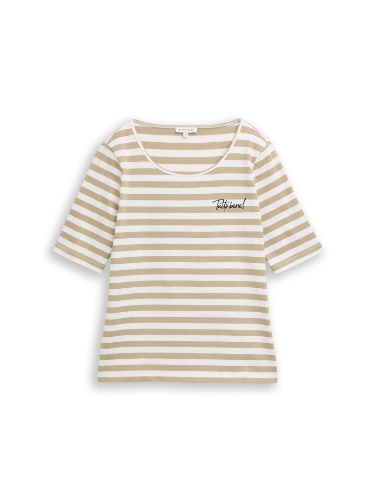 TOM TAILOR CASUAL WOMEN T-Shirt small embro Freizeitshirts /-hemden TOM TAILOR CASUAL WOMEN olive white stripe S