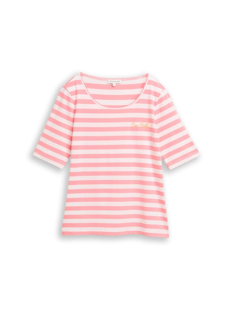 TOM TAILOR CASUAL WOMEN T-Shirt small embro Freizeitshirts /-hemden TOM TAILOR CASUAL WOMEN pink white stripe S