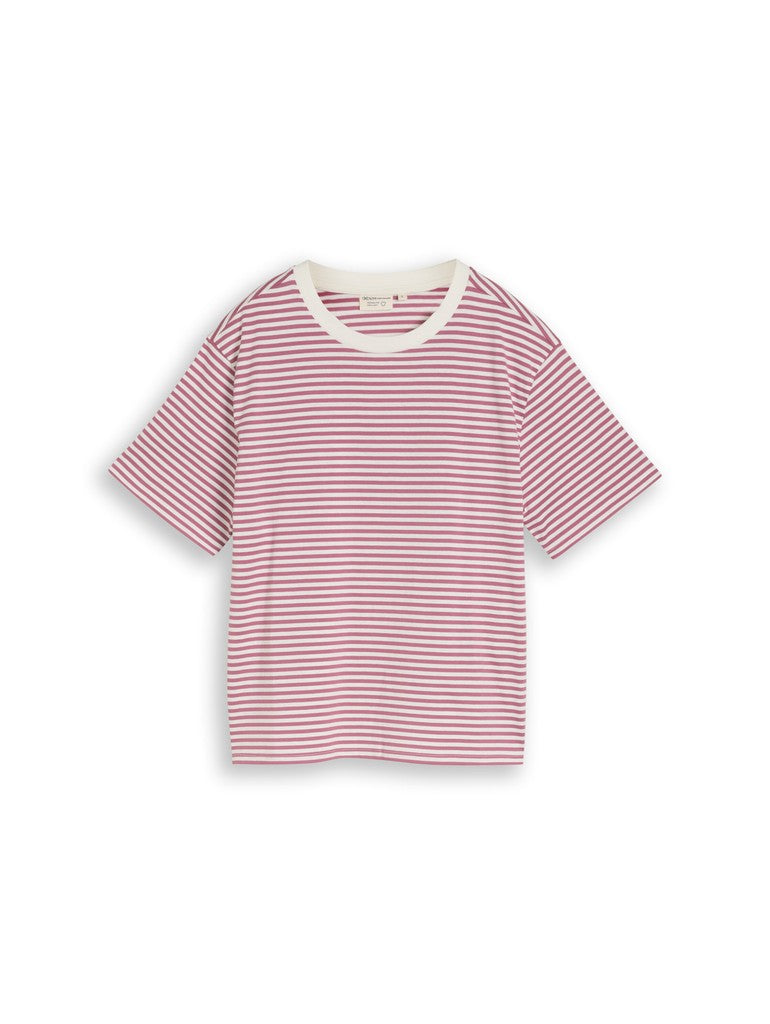 TOM TAILOR DENIM WOMEN boxy T-shirt Freizeitshirts /-blusen TOM TAILOR DENIM WOMEN mauve white stripe XS