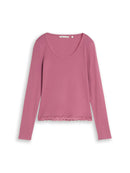 TOM TAILOR DENIM WOMEN longsleeve T-shirt with lace Freizeitshirts /-blusen TOM TAILOR DENIM WOMEN dusty berry XS