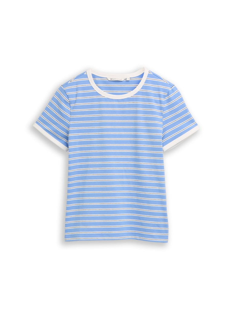 TOM TAILOR DENIM WOMEN striped baby T-shirt Freizeitshirts /-blusen TOM TAILOR DENIM WOMEN blue white stripe XS