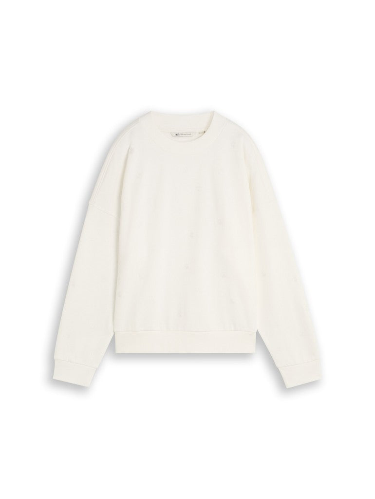 TOM TAILOR DENIM WOMEN sweatshirt with embroidery Freizeitpullover TOM TAILOR DENIM WOMEN off white daisy embroidery XS