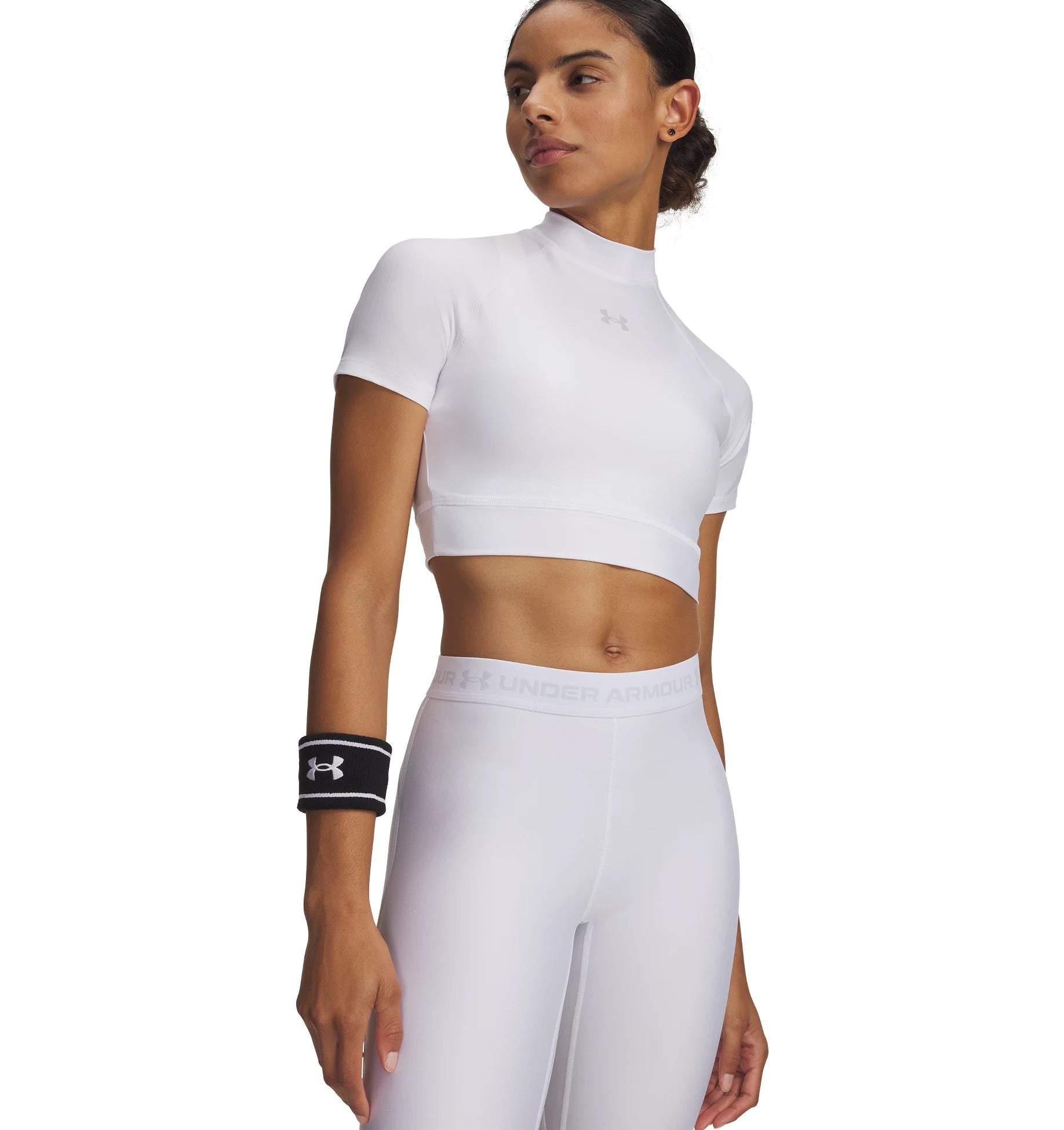 UNDER ARMOUR HEATGEAR CROP MOCK SS Trainingsshirts UNDER ARMOUR 100 WHITE XS