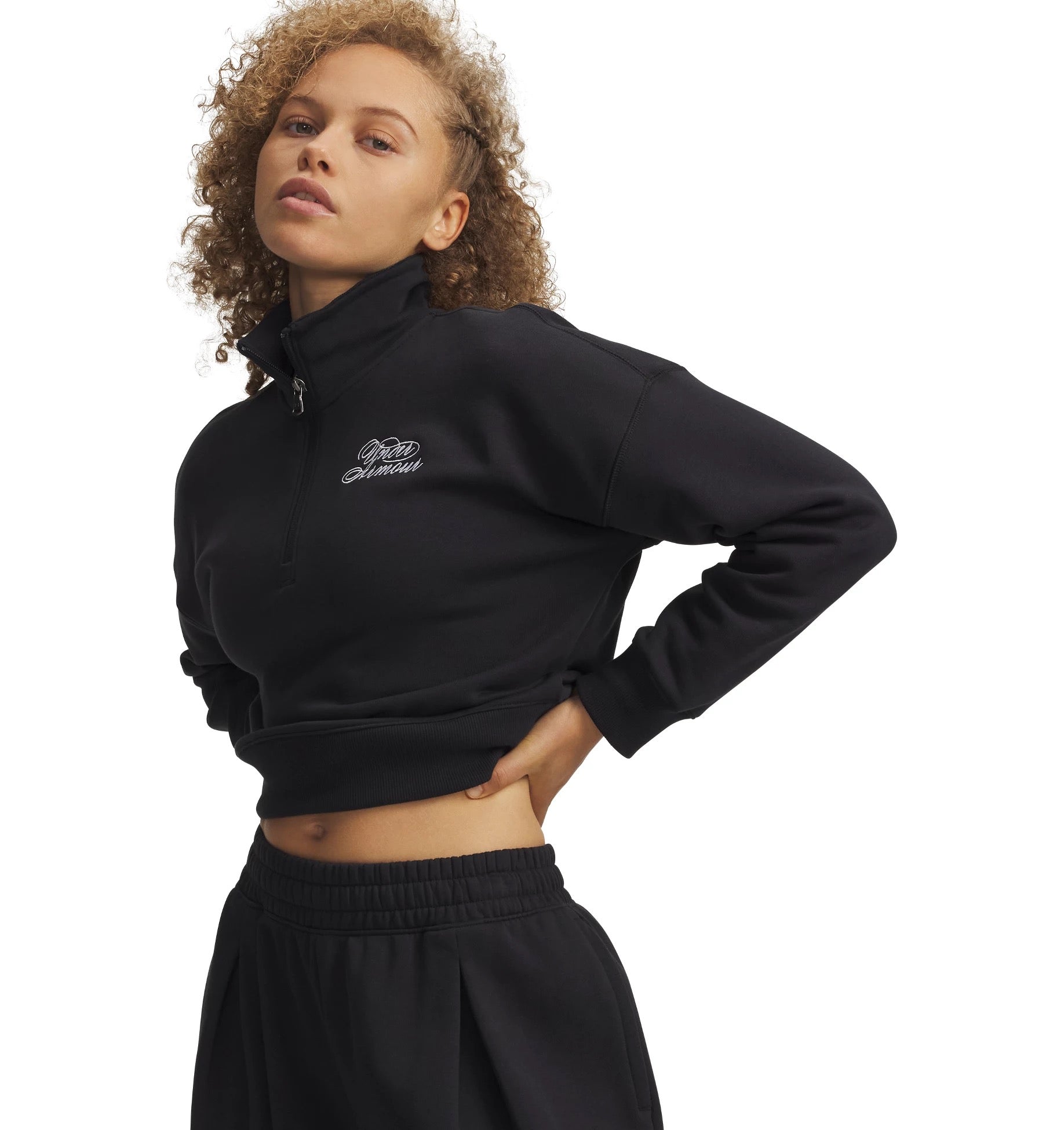 UNDER ARMOUR RIVAL FLEECE SCRIPT HZ Trainingsjacken UNDER ARMOUR 001 BLACK FADE HEATHER XS