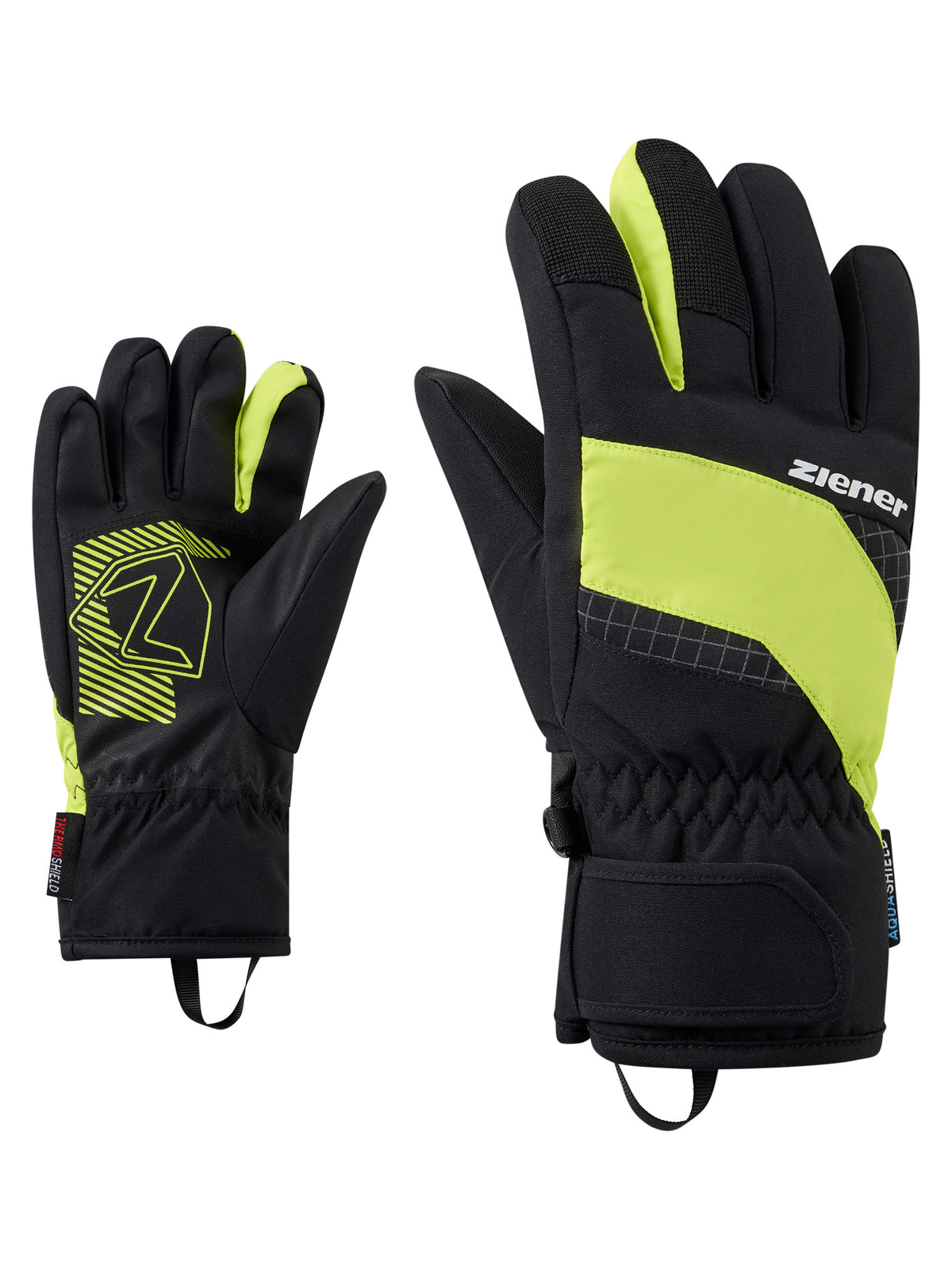 ZIENER LUUKI-Z AS® glove junior unisex Ski- & Snowboardhandschuhe ZIENER black.lime green 3,5