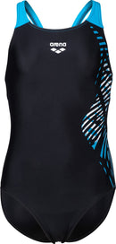 ARENA GIRL'S ARENA VORTEX SWIMSUIT V Badeanzug ARENA BLACK-TURQUOISE 116