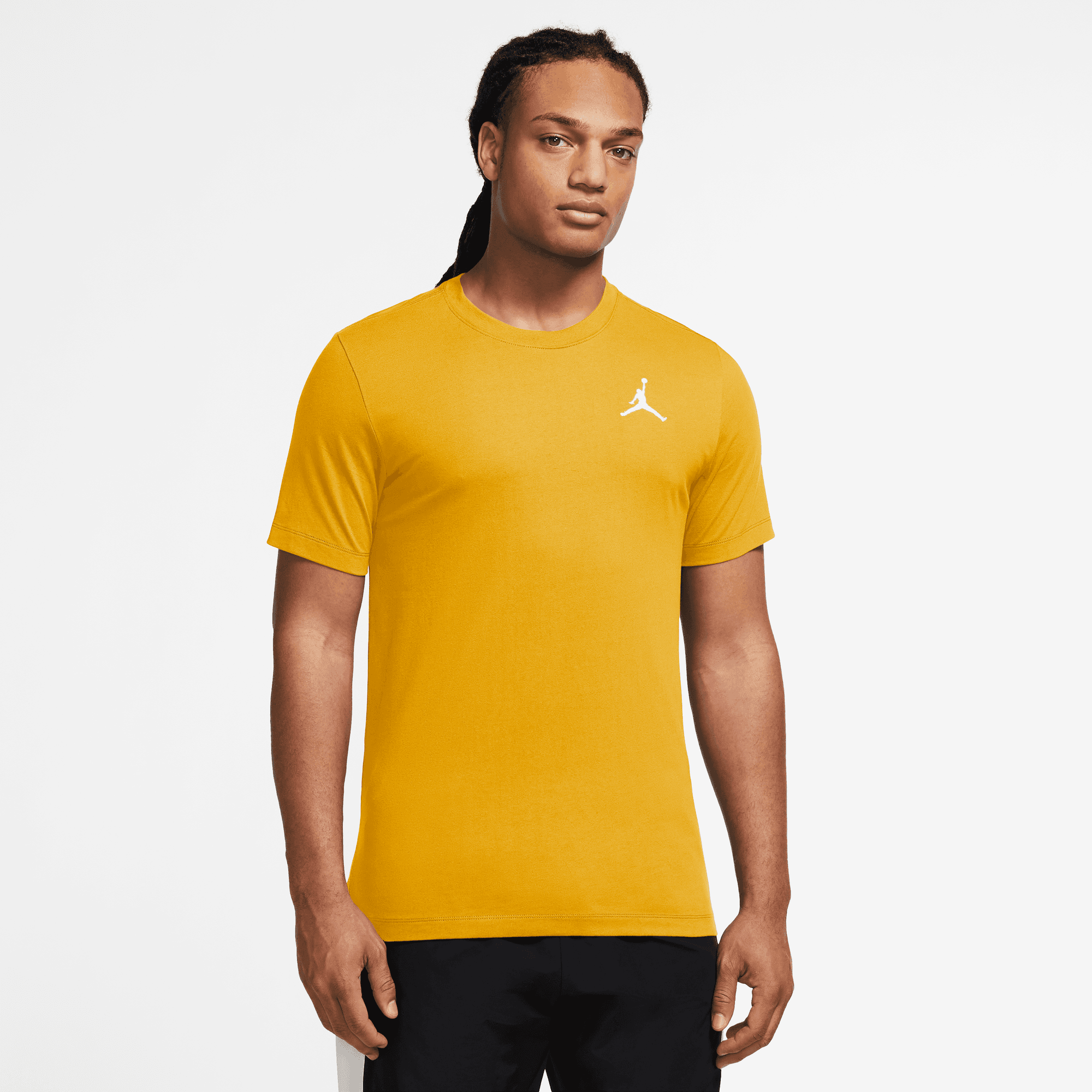 NIKE M J JUMPMAN EMB SS CREW Freizeitshirts /-hemden NIKE YELLOW OCHRE/WHITE S